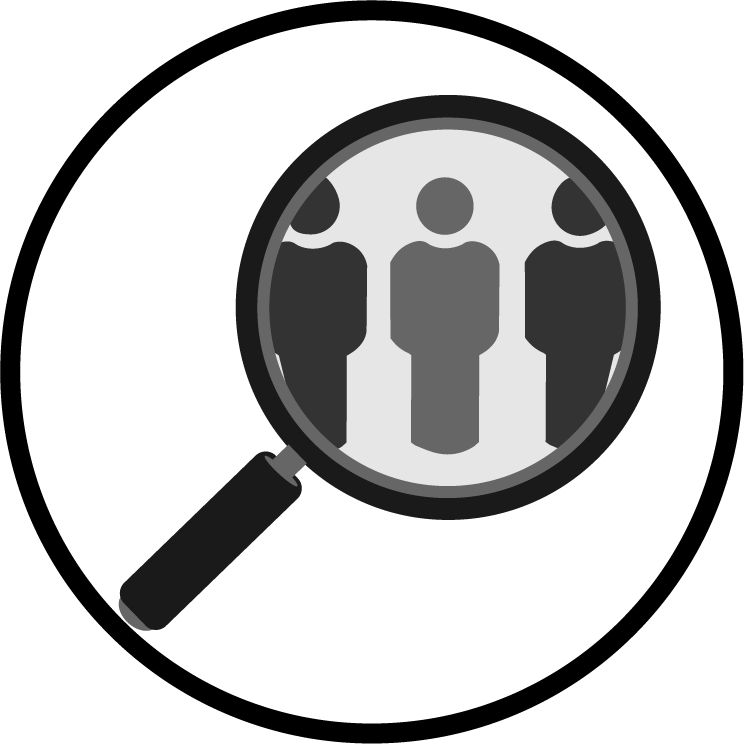 finding a surveyor magnifying glass icon